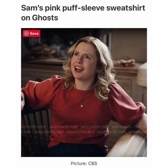 Maeve Coral Puff Sleeve Short Sleeve Sweatshirt XXS - Picture 2 of 8